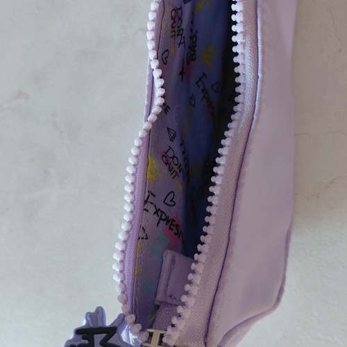 Shoulder bag like new, lilac nylon fabric