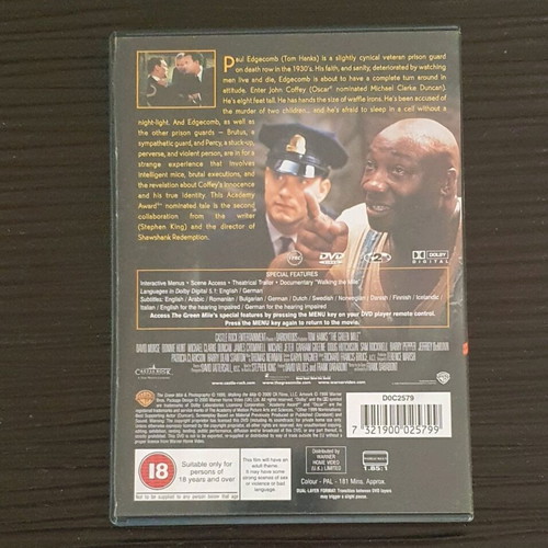 The Green Mile DVD used 1999, English with subtitles