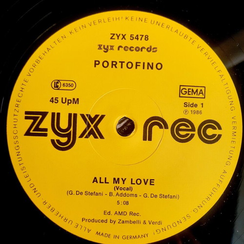 Portofino All My Love 12" Vinyl Maxi-Single, Italo Disco 1986