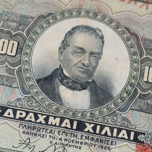 Collectible 1000 Drachma Banknotes of the National Bank of Greece used, from 1926