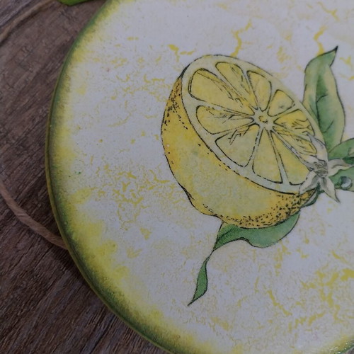 Decorative cutting board with lemon handmade, new