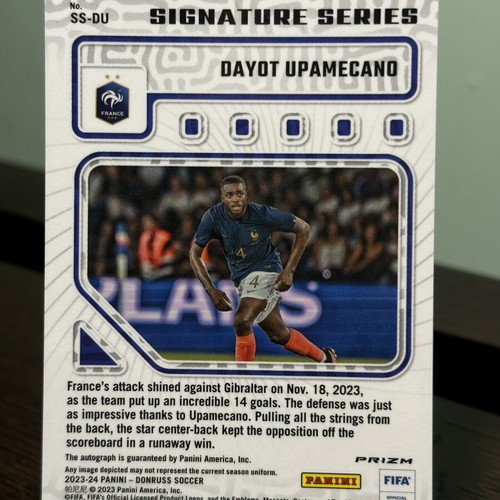 2023-24 Panini Donruss Dayot Upamecano autograph card