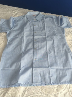 Men's Blue Short-Sleeve Shirt Medium New, Cotton, Thin Weave