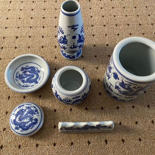 Jingdezhen blue-and-white porcelain set, 6 pieces, new