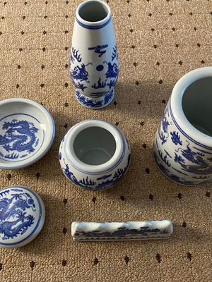 Jingdezhen blue-and-white porcelain set, 6 pieces, new