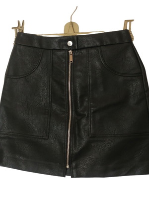 Stradivarius leatherette skirt used, black, size L