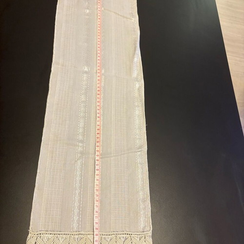 White table runner new with lace and fringes 85x23cm
