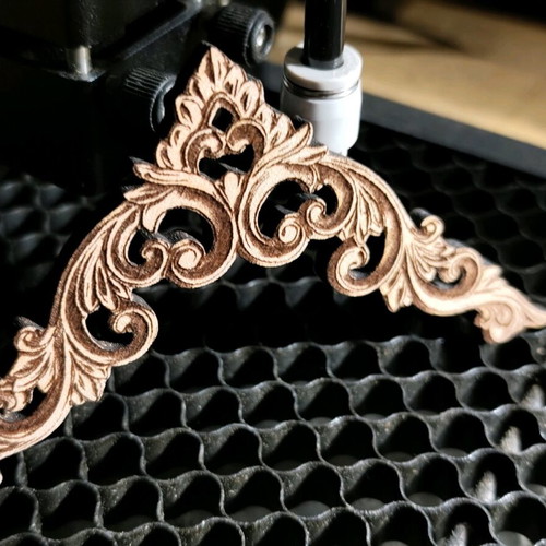 Wooden decorative elements with laser cut and engraving, new