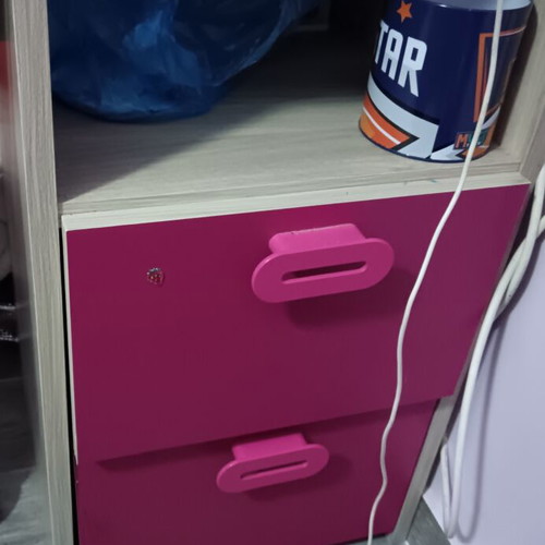 Children's Desk Set with Bookcase in Oak and Fuchsia Like New