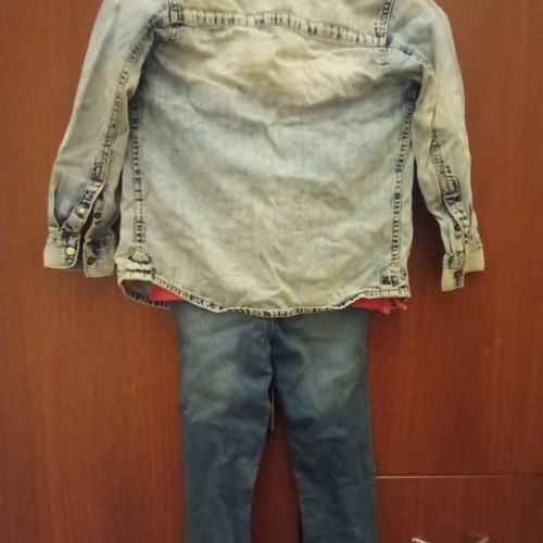 Set of Jogger denim pants, OVS denim shirt and Porio Lucciano shirt for boy 4-5 years like new