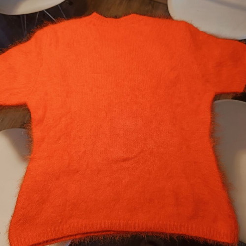 Knitted short-sleeve blouse 70% angora like new, orange, size S