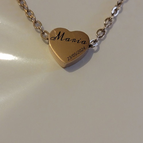 Heart necklace in rose gold stainless steel made to order