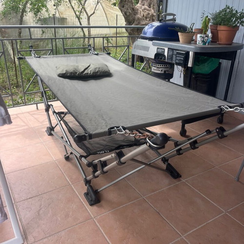 Hammock with stand used, quick assembly