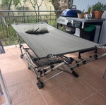 Hammock with stand used, quick assembly