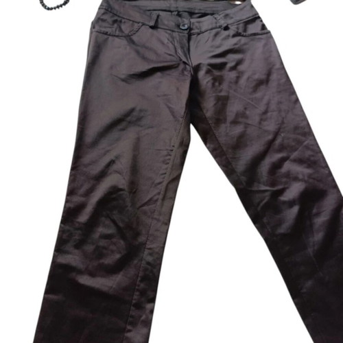 Y2K Black Satin-Finish Capri Pants cotton stretch size S like new