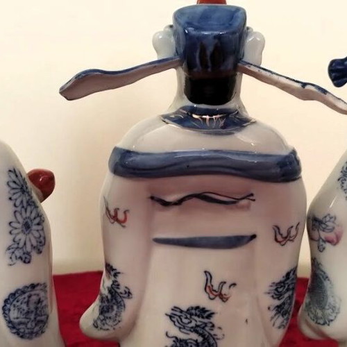 Porcelain figures of Chinese deities set of 3, new