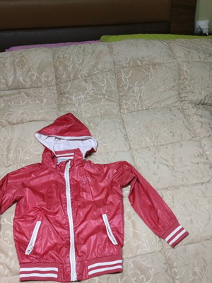 Girls' jacket used, pink, size 140 cm, waterproof with hood