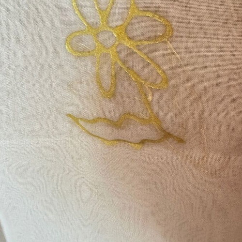 Semi-transparent scarf like new, beige and gold
