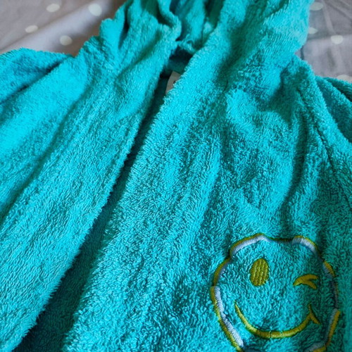 Palamaiki children's bathrobe used, blue, size 2/4, cotton terry