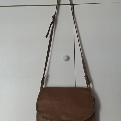 Longchamp vintage crossbody bag, tan grain leather