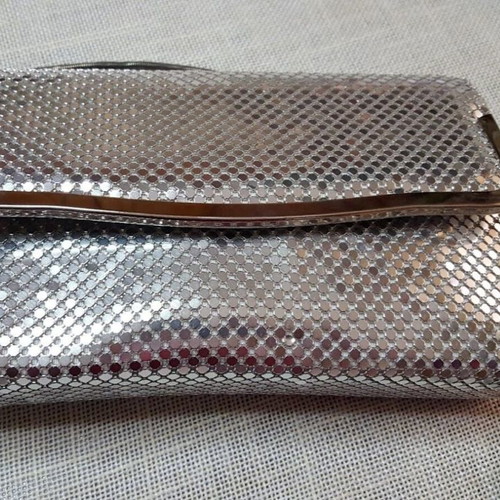 Vintage Clutch Bag 80s Used Metal Mesh