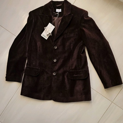 Velvet brown Mandarino jacket for 14 years, new unisex