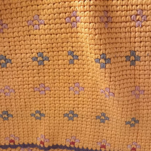 Handmade new blanket 1.75x1.30 orange with brown