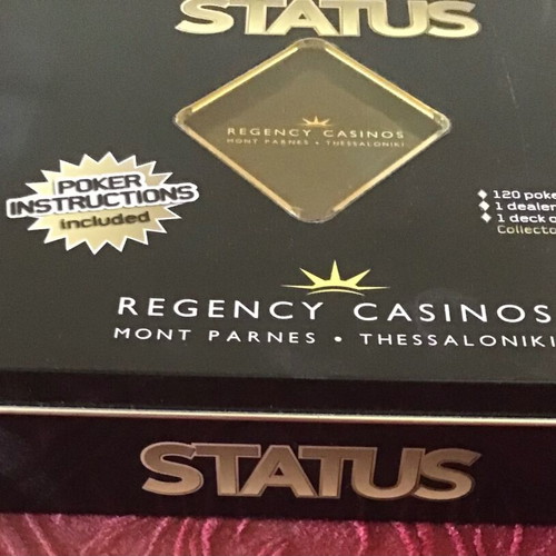 Poker set new condition in metal box with chips and cards
