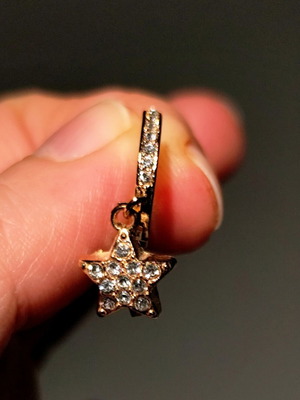 Huggie hoop earring with star pendant gold tone new