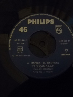 Giannis Vogiatzis Ti Skandalo / To Hthes Einai Anamnisis 7" Single used, laiko
