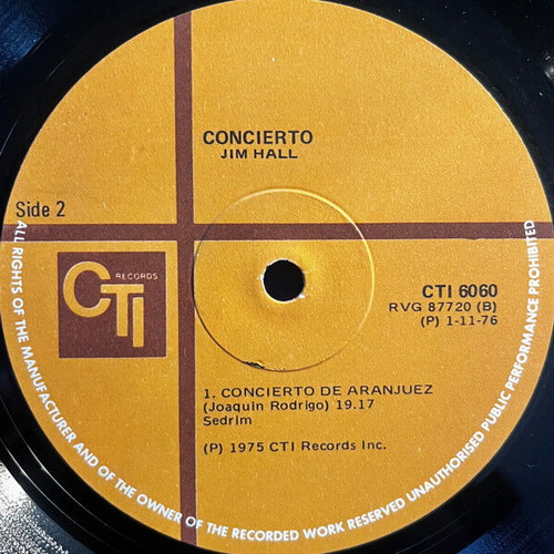 Jim Hall Concierto vinyl record used, jazz