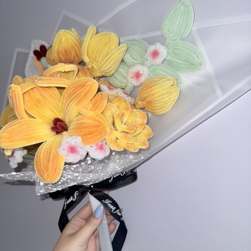 Handmade aromatic flower bouquet in sunset colors