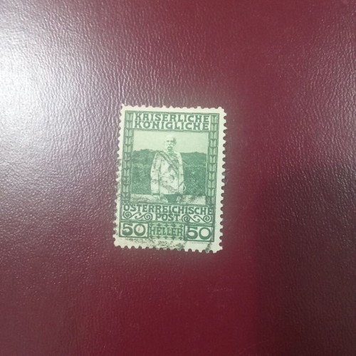 Austria 1908 stamp used with portrait of Franz Joseph I