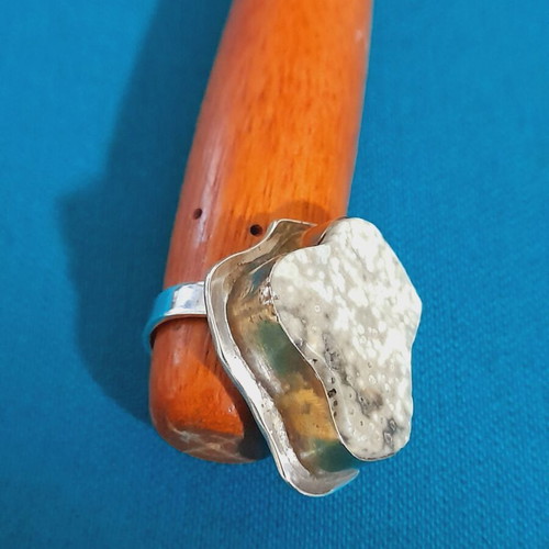 Handmade silver ring 925 with semi-precious stone and copper new
