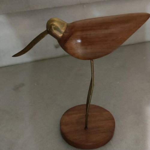 Decorative bird new with wood and brass on base