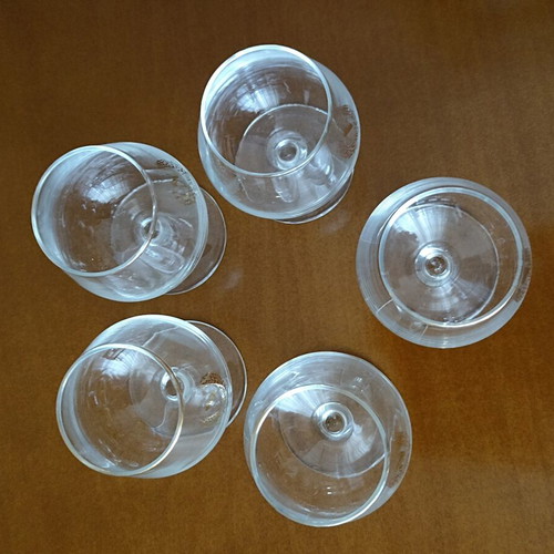 Vintage balloon cognac glasses set of 5 used with gold rim and monogram N