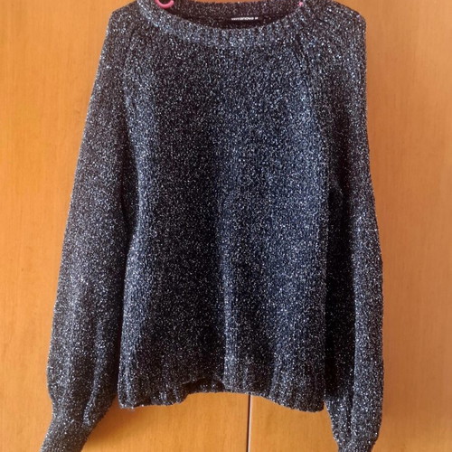 Terranova women's black knitted sweater with silver lurex, like new
