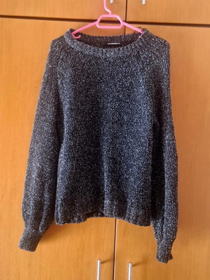 Terranova women's black knitted sweater with silver lurex, like new