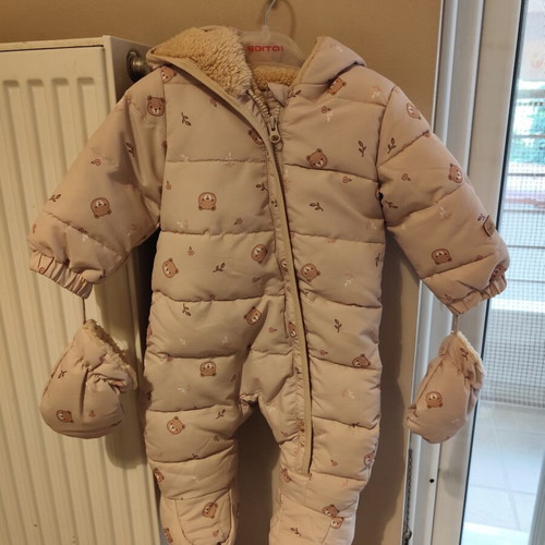 Baby jumpsuit with mittens and inner fur, new, 3-12 months