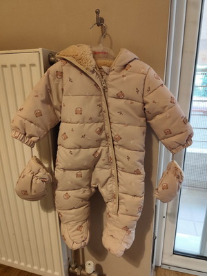 Baby jumpsuit with mittens and inner fur, new, 3-12 months