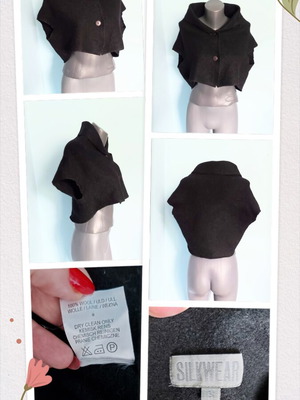 Silkwear wool vest top, short raglan sleeves, button closure