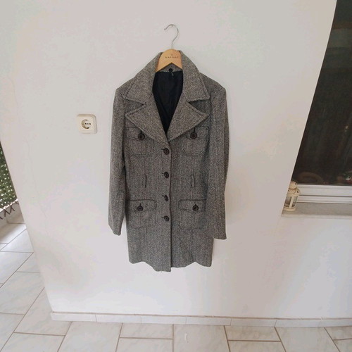 Naf Naf women's coat gray herringbone like new