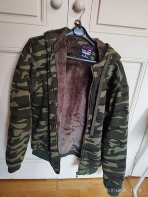 Camouflage jacket with fur new, size M
