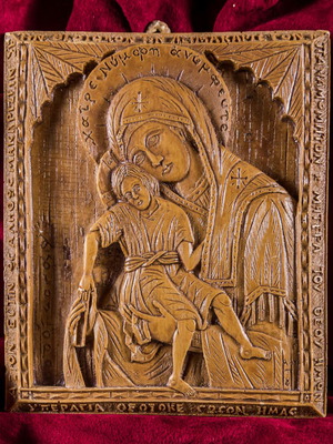 Panagia Axion Esti icon made of wax, mastic and incense new