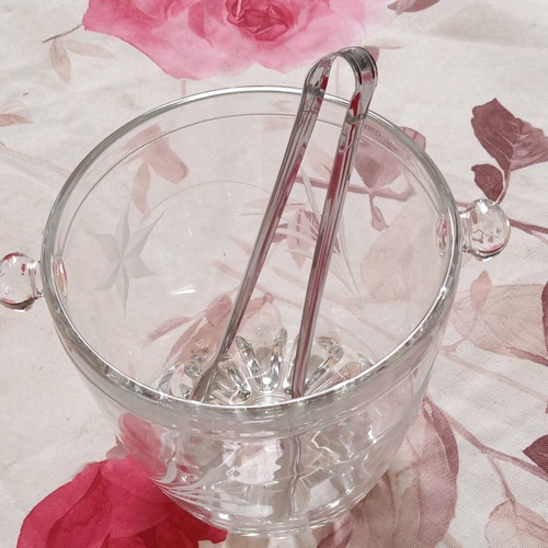 Crystal bowl with ice tongs like new