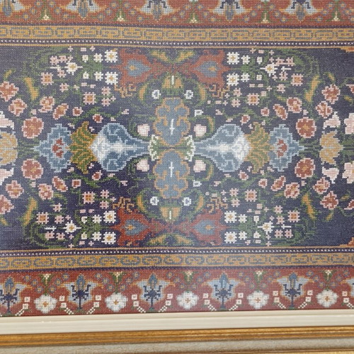 Handmade framed embroidery 43x87 cm used