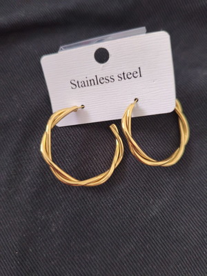 Gold Hoop Earrings braided stainless steel new