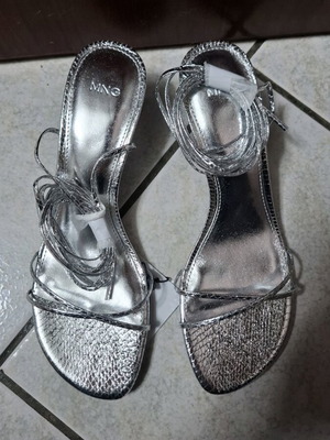 Mango sandals new with straps, silver, size 38