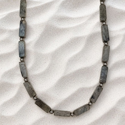 Handmade necklace with labradorite and steel chain new