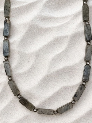 Handmade necklace with labradorite and steel chain new